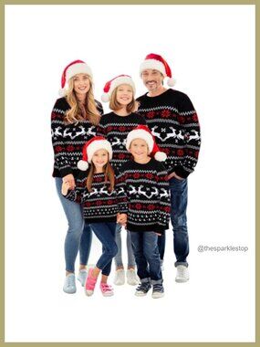 Ugly Christmas Sweater Pullover Round Neck Long Sleeve Festive Family Knit